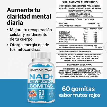 60 GOMITAS NAD+RESVERATROL 1000mg